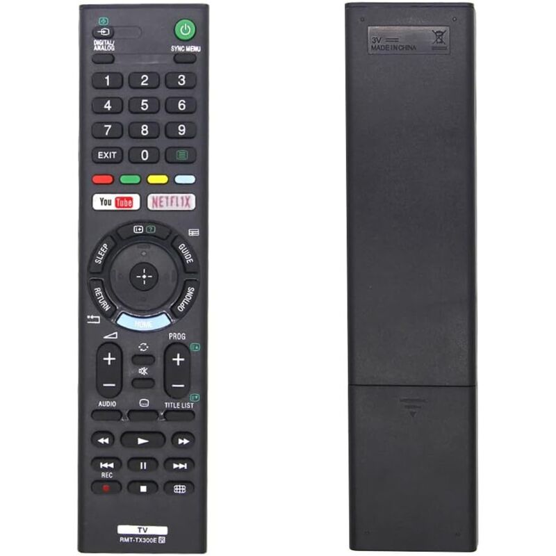 Sony RMT-TX300E Ersatzfernbedienung für Sony-Fernseher, Universalfernbedienung mit Netflix- und YouTube-Tasten