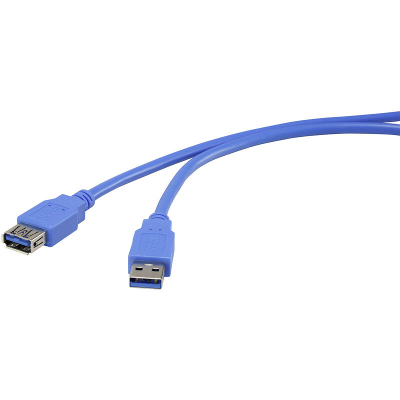 USB-Kabel usb 3.2 Gen1 (usb 3.0 / usb 3.1 Gen1) usb-a Stecker, usb-a Buchse 1.80 m Blau ve - Renkforce