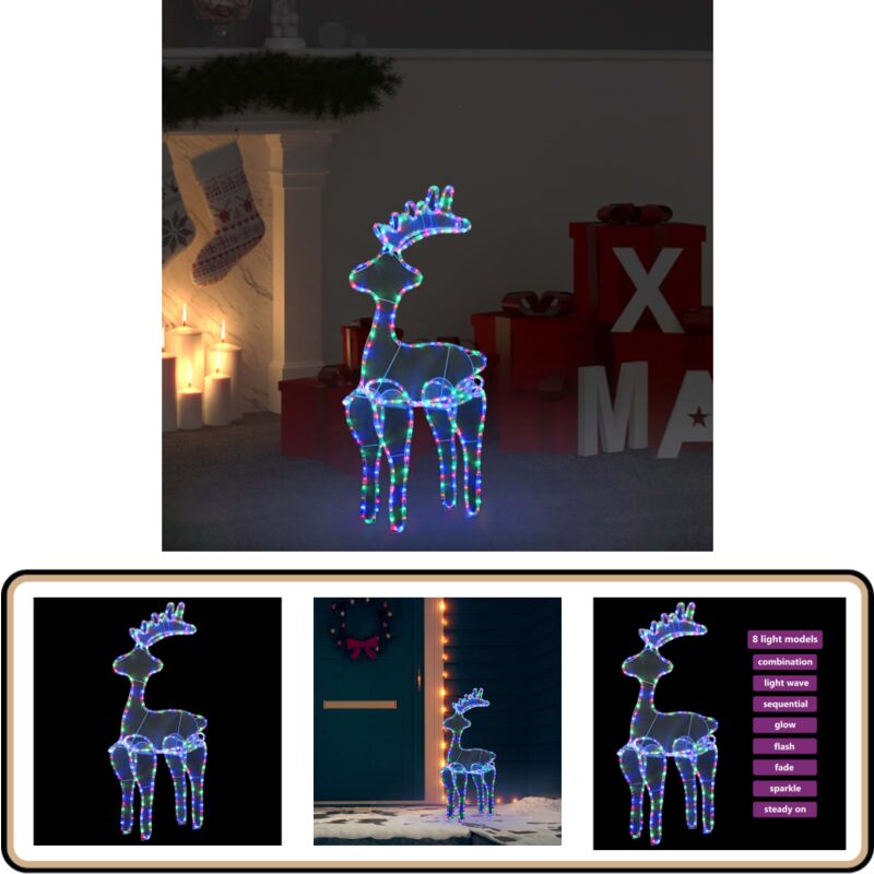 Rentier Weihnachtsdekoration mit Mesh 306 LEDs 60x24x89 cm - Weihnachtsdeko - Rentierfigur - Outdoor Beleuchtung - Indoor Beleuchtung - led