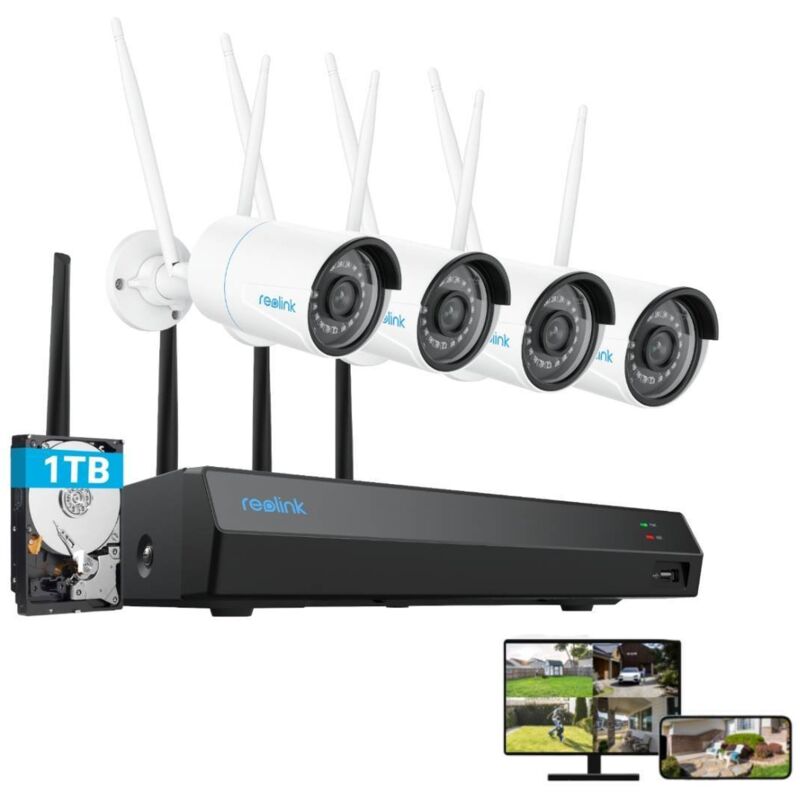 2K+ 5MP wlan Überwachungskamera Set Outdoor, 4X 5MP 2.4/5GHz WiFi Überwachungskamera+12CH WFi nvr mit 1TB hdd, Intelligente Erkennung, Nachtsicht,