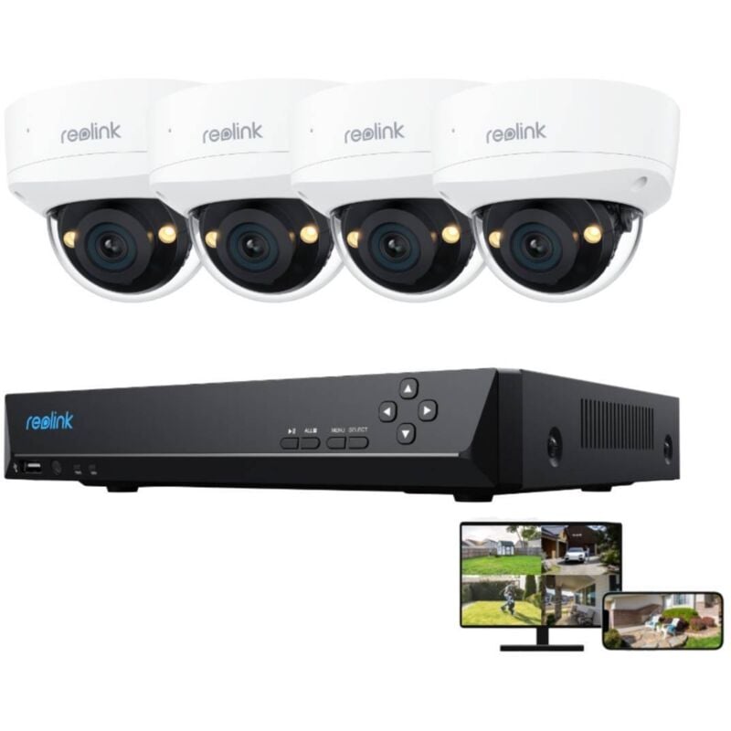 6K 12MP IK10 PoE Überwachungskamera Set Outdoor, 4X 12MP IK10 PoE Überwachungskamera+8CH nvr mit 2TB hdd, 145° Blickwinkel, Smart-Erkennung,