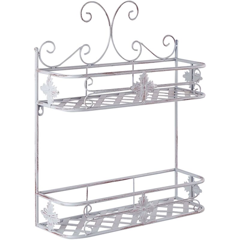 Beliani - Bad Wandregal Grau Metall Antik Optik mit 2 Ablagen Gäste-WC Bad Badezimmer Möbel Accessoires Zubehör