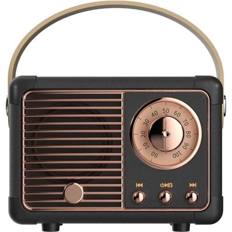Retro-Bluetooth-Lautsprecher – Vintage-Dekoration – Tragbarer kabelloser Bluetooth-Lautsprecher – Schwarz