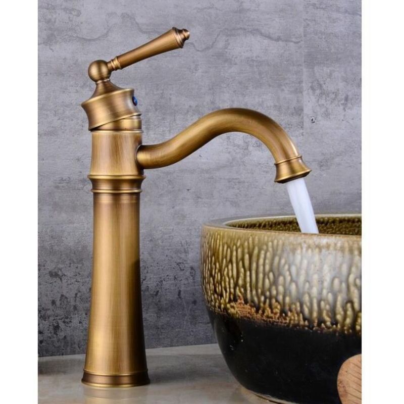 Retro Waschbecken Wasserhahn, Schwenkbarer Bad Wasserhahn, Messing Waschbecken Mischbatterie, Bad Mischbatterie mit Neuem Keramikventil, Gold A