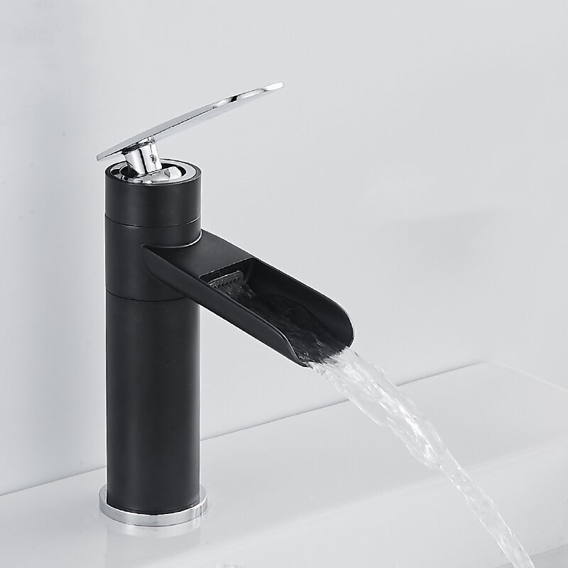 Petites Ecrevisses - Retro Wasserhahn Bad Schwarz Wasserfall Einhandmischer Mischbatterie Waschtischarmaturen für Bad mit G3/8'' Schlauch