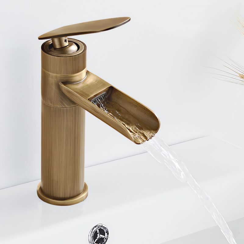 Petites Ecrevisses - Retro Wasserhahn Bad Wasserfall Einhandmischer Mischbatterie Waschtischarmaturen für Bad mit G3/8'' Schlauch