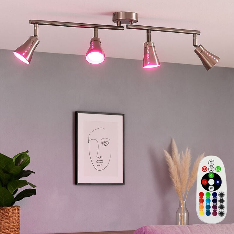 Decken Strahler Esszimmer Leuchte dimmbar Fernbedienung im Set inklusive RGB LED-Leuchtmittel