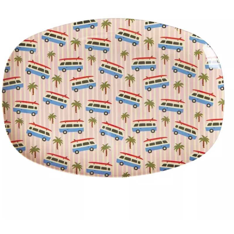 RICE Teller - Pink Cars Print, Melamin, rechteckig