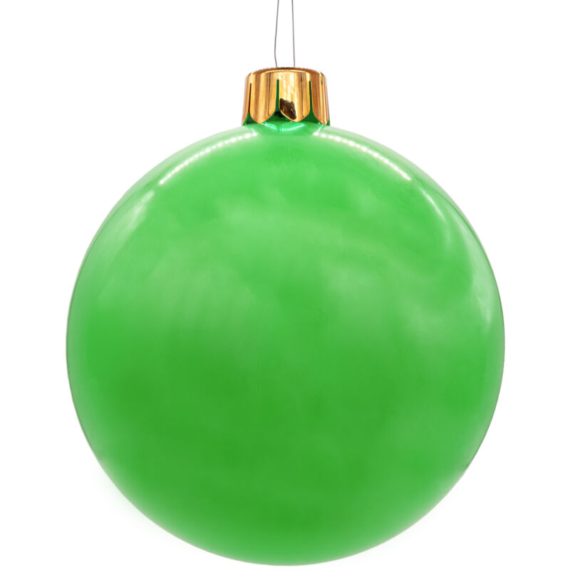 Riesen Weihnachtskugel aufblasbar 45 cm mit Erdspieß - grün - xxl Christbaumkugel Garten Dekoration mit Saugnapf - Aufblasbarer Outdoor