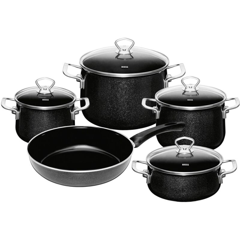Riess Topfset 5-teilig Black Magic Emaille