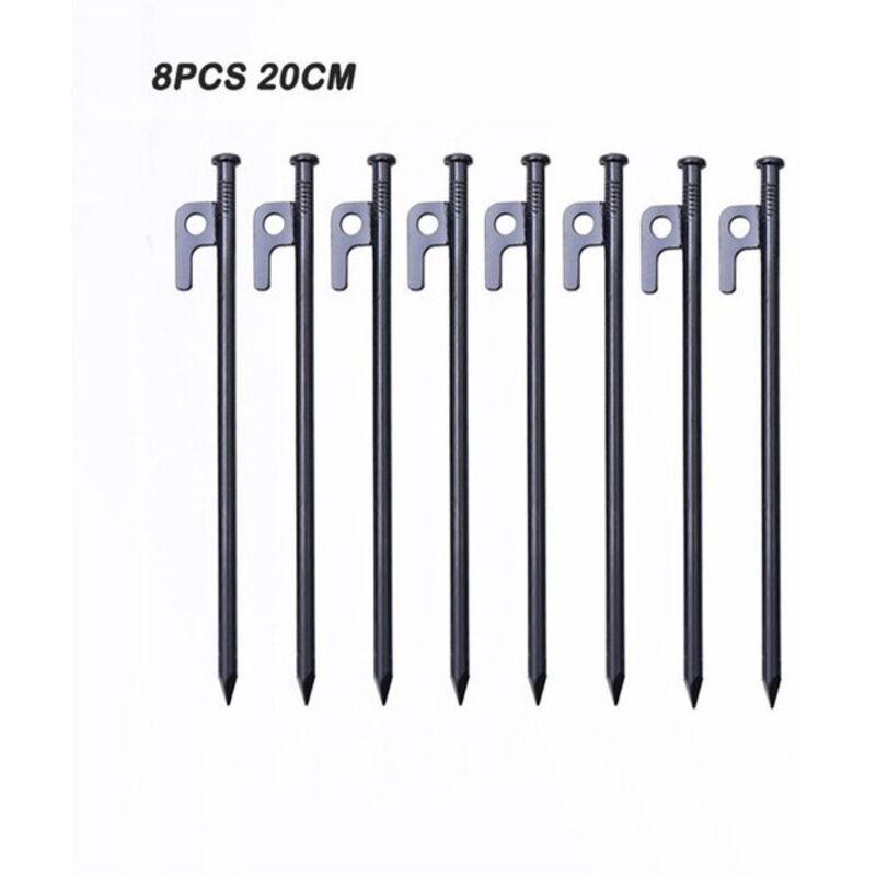 Robuste Zeltheringe, Zeltpflöcke aus geschmiedetem Stahl, 20 cm große Camping-Zeltheringe mit Haken, Befestigungsnägel für harten Boden für