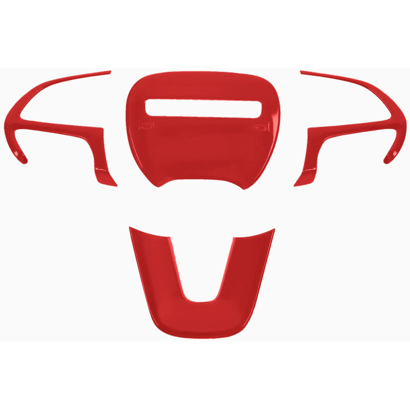 (Rot) Auto-Lenkrad-Dekoration, ABS-Chrom-Kohlefaser-Stil für Dodge Challenger 15–21