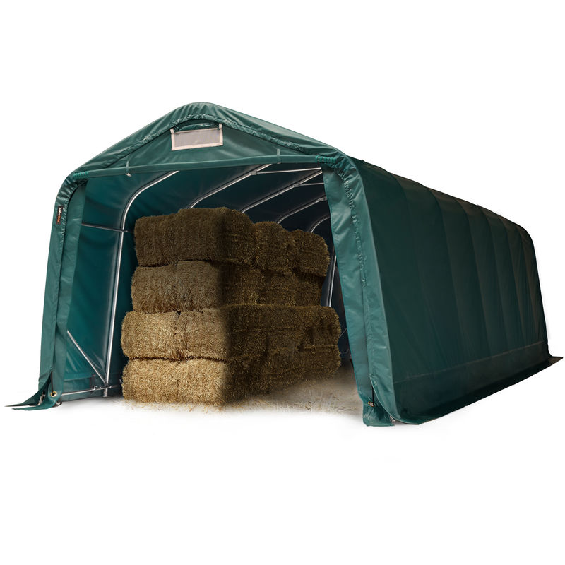 Robuster Weideunterstand 3,3x8,4 m wetterfeste pvc Plane 800N Unterstand Lagerzelt, für Beton, grün