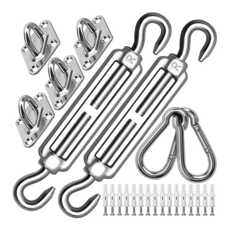 Robustes M6-Sonnensegel-Befestigungsset, 304-Edelstahl-Markisen-Befestigungsset für Dreieck und Quadrat, Zubehör-Set (M6)