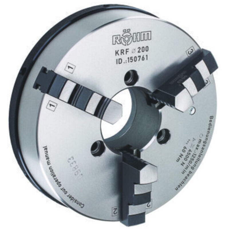 Röhm KRF 200, 3-Backen, mit Spannstift, Zylindrische Zentrieraufnahme, Gusskörper - 150761