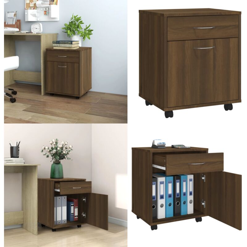Vidaxl - Rollschrank Braun Eichen-Optik 45x38x54 cm Holzwerkstoff - Holzschrank - Schreibtischorganisation - Bürobedarf - Stauraum - Mobile Möbel