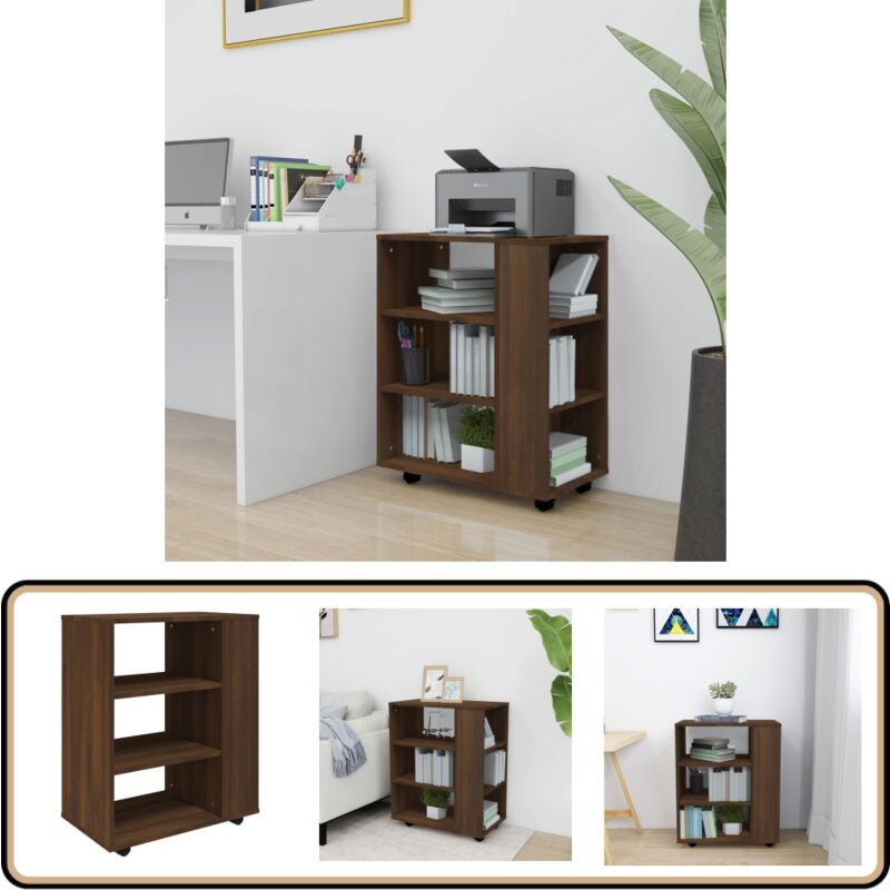 Vidaxl - Rollschrank Braun Eichen-Optik 60x35x75 cm Holzwerkstoff - Schreibtischorganisation - Aufbewahrungsraum - Bürobedarf - Rollschrank - Mobiler