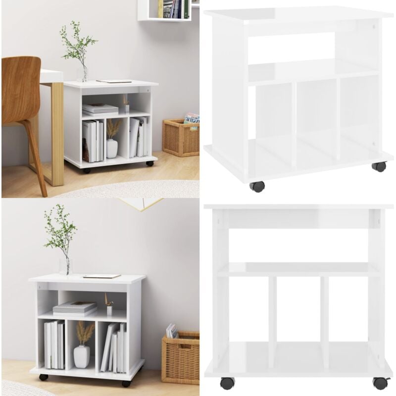 Vidaxl - Rollschrank Hochglanz-Weiß 60x45x60 cm Holzwerkstoff - Rollschränkchen - Schreibtischorganizer - Bürobedarf - Weißer Schrank - Regal - Home