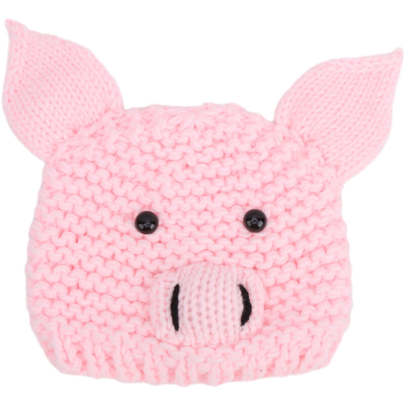 Rosa gestrickte Babymütze, niedliches Tier-Foto-Accessoire für Neugeborene