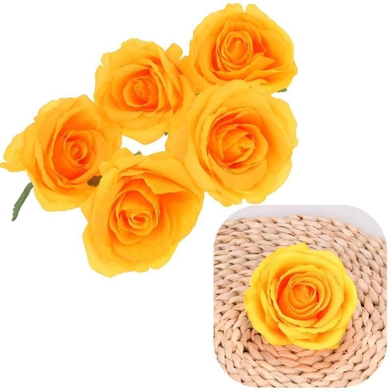 Rosenkopf Kunstblumen für Arrangementdekoration 5 Stück - Orange