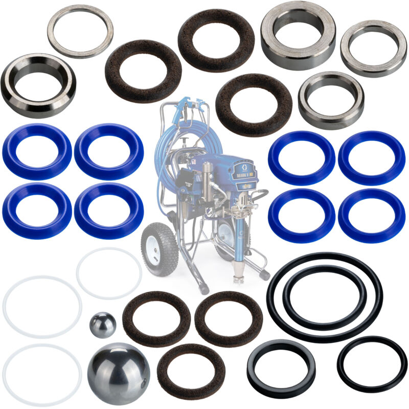 Rosfix Reparatursatz Mark Serie – Ersatzteil für Farbspritzgerät Graco Mark V, VII, 1095, 1595, 5900, 10000 Komplettset für Förderpumpe Hochwertige