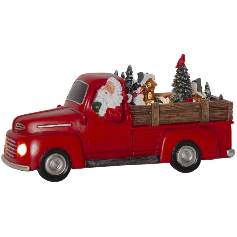 Weihnachtsszenerie ,Merryville' mit Pickup-Truck und Weihnachtsmotiven, Batterien + Timer, 6 LEDs, B 28,5cm