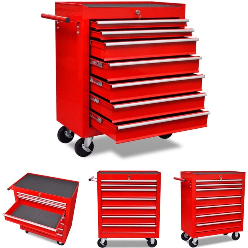 Roter Werkstattwagen 7 Schubladen - Rollwagen & Sackkarren