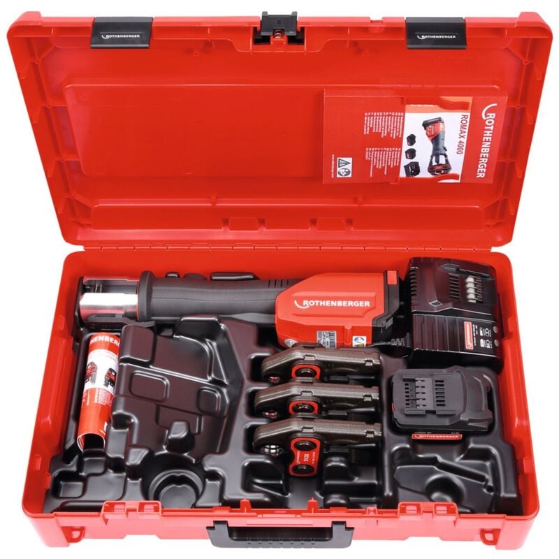 Rothenberger - Akku-Pressmaschine romax 4000 Set SV15-22-28mm inkl. cas 4 Ah Akku