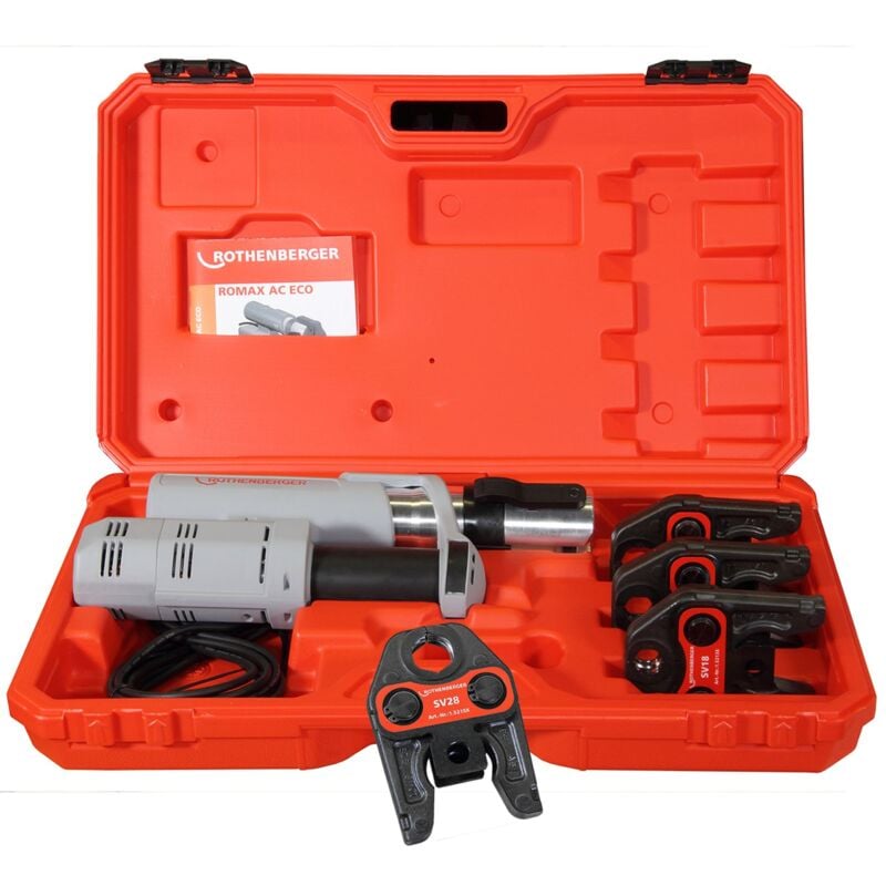 Elektrohydraulische Fitting - Pressmaschine romax ac eco, Set mit Pressbacken Kontur 'v' - Rothenberger