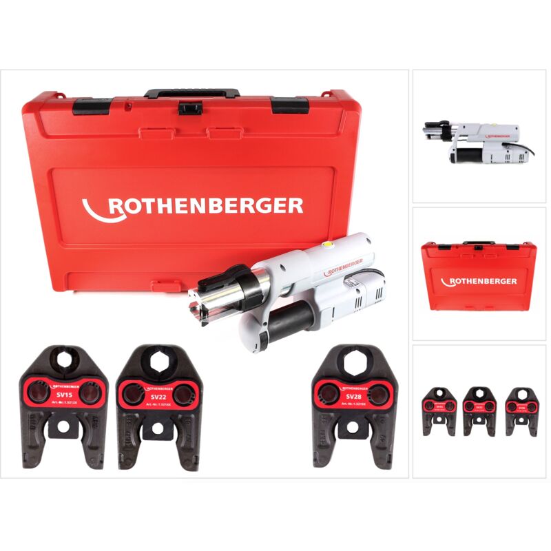 Elektrohydraulische Fitting - Pressmaschine romax ac eco mit Pressbacken-Set sv 15-22-28 mm - Rothenberger