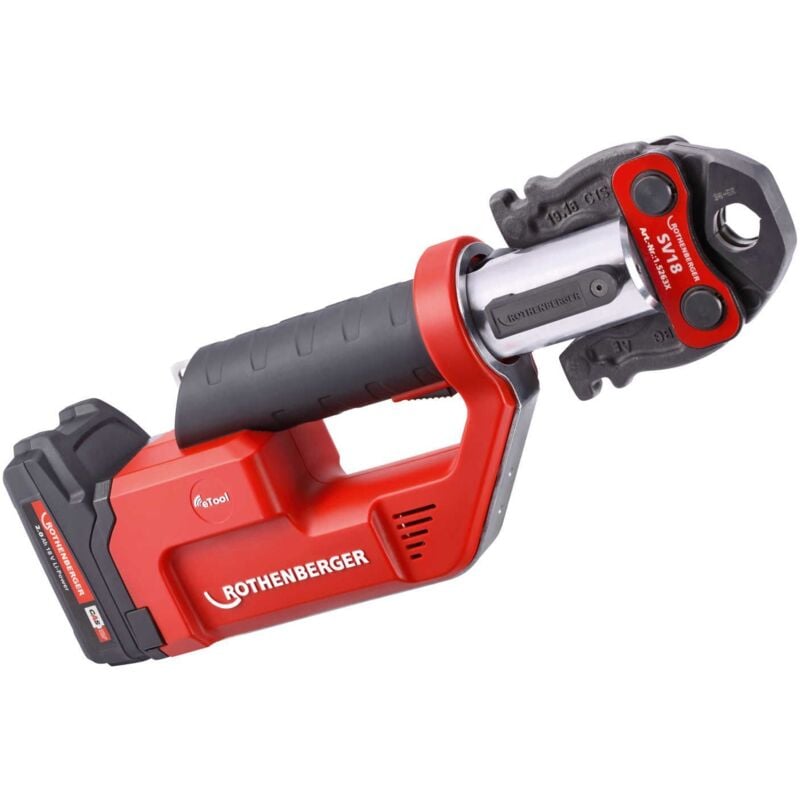 Rothenberger ROMAX Compact TT elektrohydraulische Fitting - Pressmaschine Set mit Pressbacken TH16-20-26, 1x2Ah