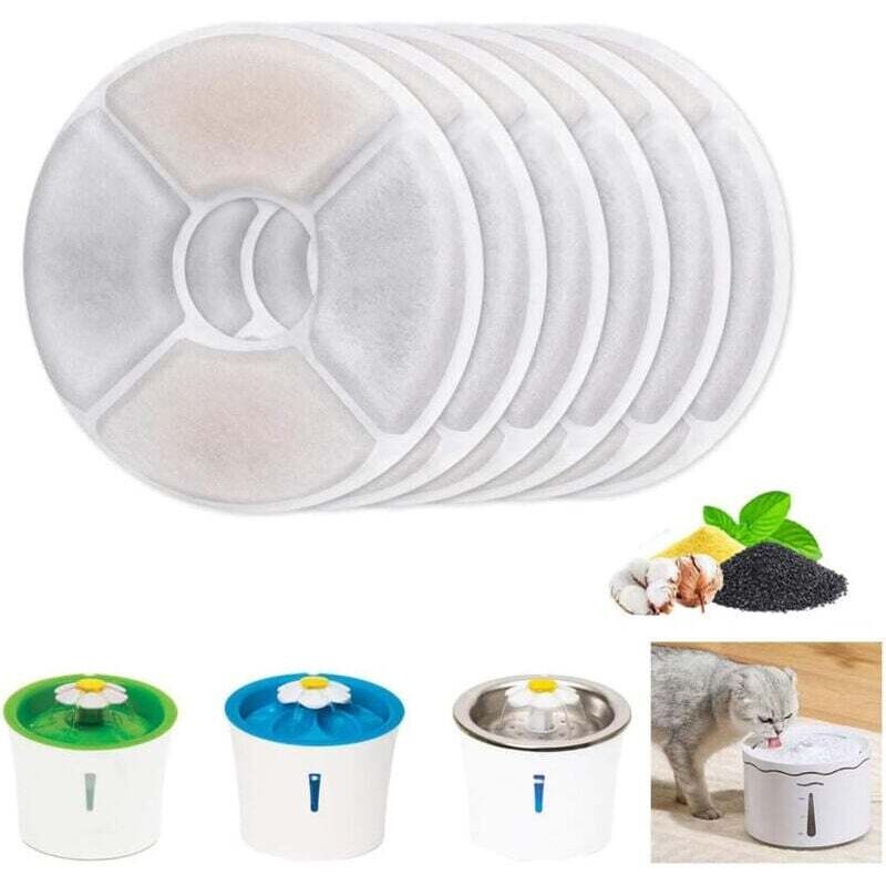 runde automatische Filter für Katzenbrunnen – Set mit Harz und Aktivkohle, Ersatzwasserfilter für Katzen und Hunde von