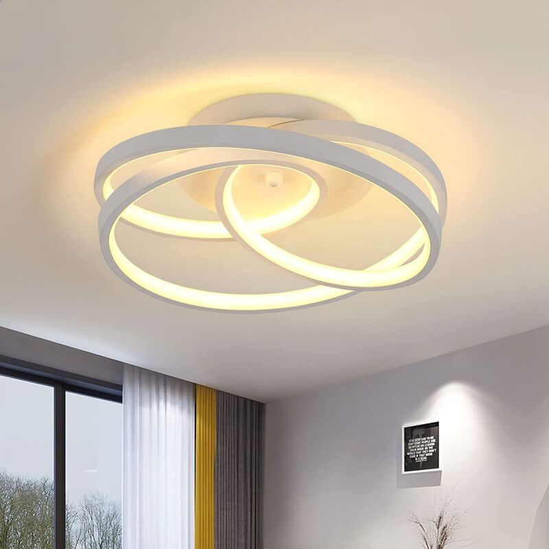 Goeco - Runde Deckenleuchte, moderne led Deckenleuchte mit 3 Ringen, Acryl Metall-Pendelleuchte, geeignet für Wohnzimmer, Schlafzimmer, Esszimmer,