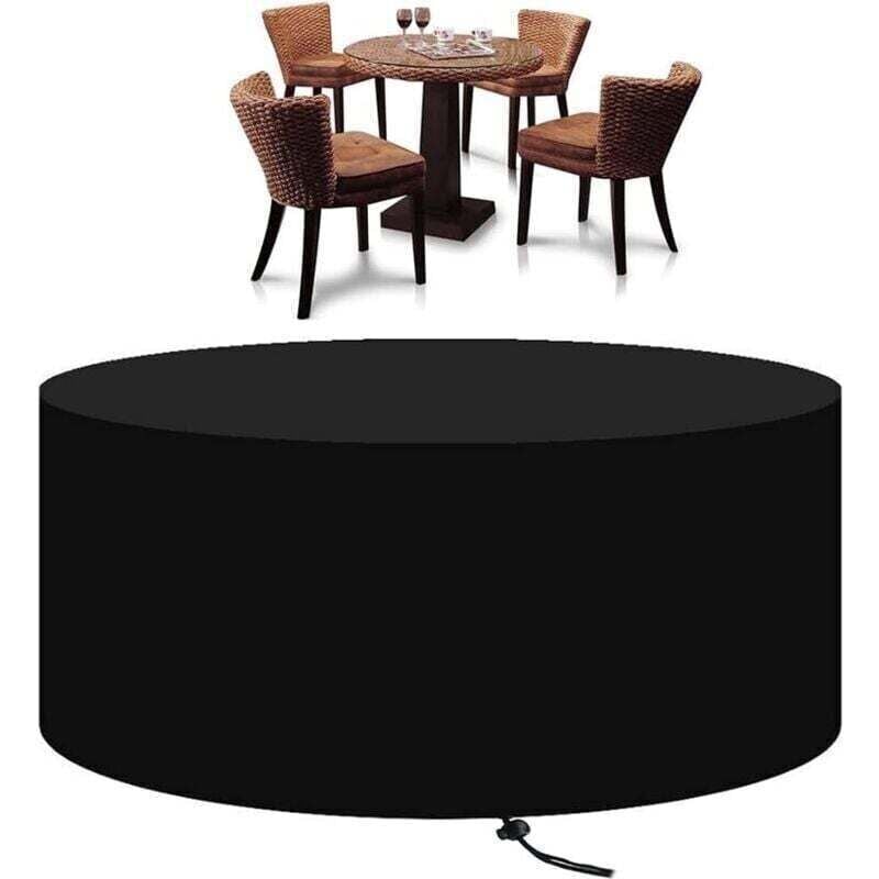 SNQ - Runde Gartenmöbel-Abdeckung, strapazierfähige Schutzhülle aus 210D-Oxford-Gewebe für Gartentisch-Set, runde Abdeckung für Gartenmöbel 128 x 71
