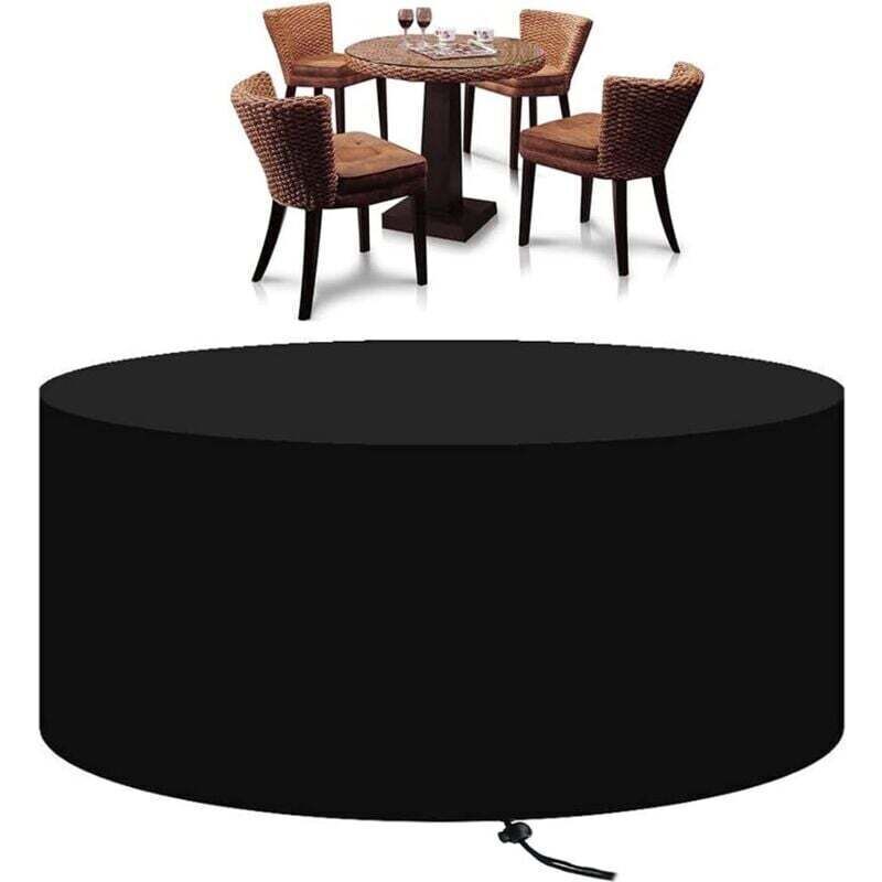 Runde Gartenmöbel-Abdeckung, strapazierfähiges 210D Oxford-Gewebe, Schutzhülle für Gartentisch-Set, runde Abdeckung für Gartenmöbel Ø128X71CM..DEBUNS
