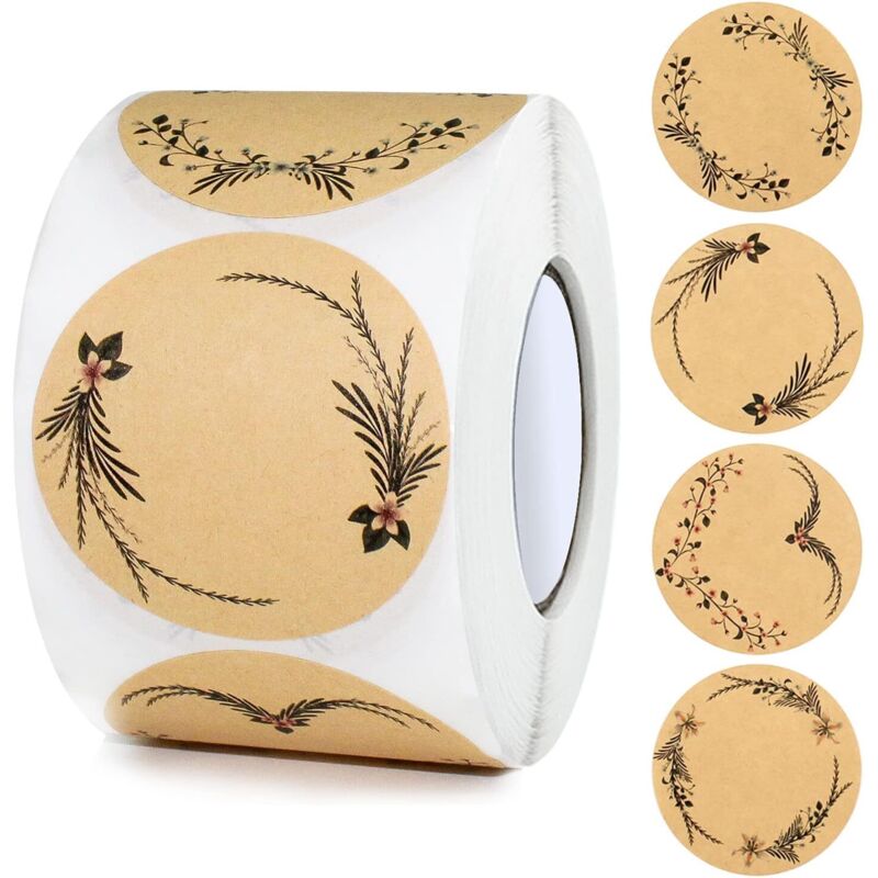 Runde Kraft-Aufkleber-Etiketten, 5 cm, Marmeladen-Etiketten, selbstklebende Etiketten, Kraftpapier-Aufkleber für Geschenke, Umschläge, Back- und