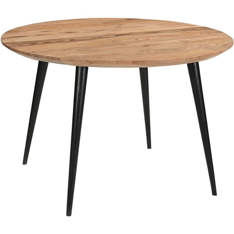 Runder Esszimmertisch Akazie naturfarben Schweizer Kante 120 cm vierfuß-Gestell kimberly