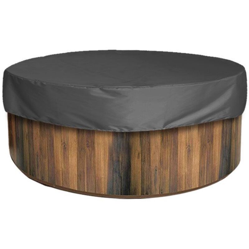 Runder Whirlpool-Abdeckung für den Außenbereich, wasserdicht, staubdicht, Poolabdeckung, UV-beständig, für Gartenmöbel, Whirlpool Tub Spa – Schwarz
