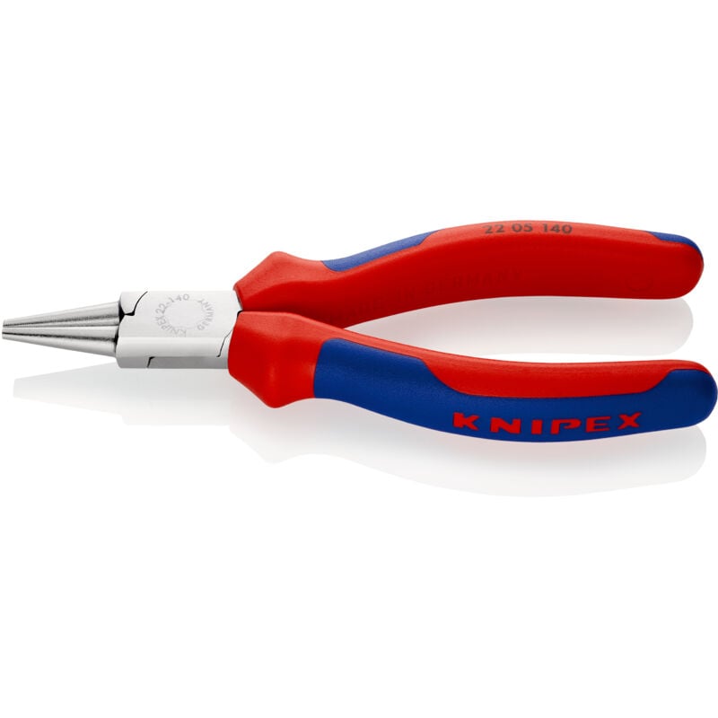 KNIPEX 22 05 140 Rundzange mit Mehrkomponenten-Hüllen verchromt 140 mm