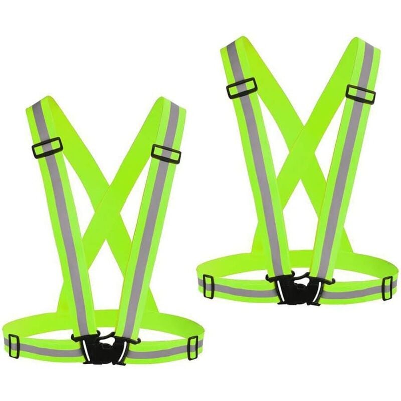 Running Gear 2-teilige reflektierende Weste, hochsichtbares, verstellbares Sicherheitsunterhemd, geeignet für Nachtfahrten, Wandern, Joggen,