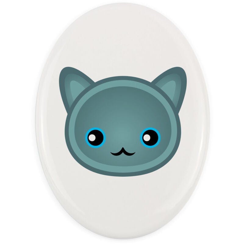 Russisch Blau Katze - Keramik Grabsteinfliese mit Grafik und Inschrift von Art-Dog