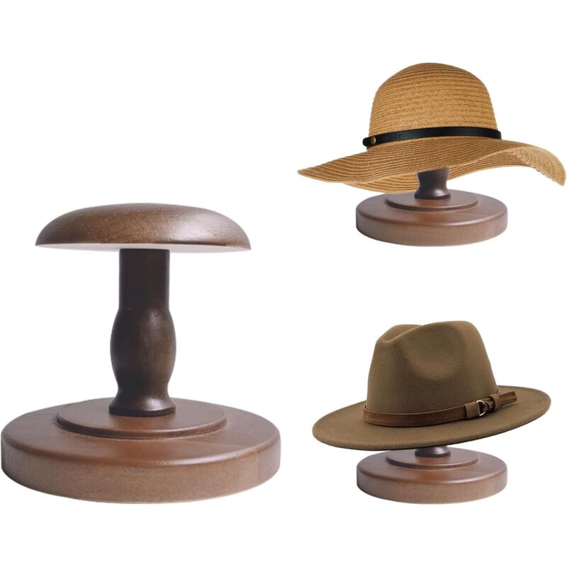 Rustikaler, kuppelförmiger Hutständer aus Holz im Vintage-Stil, braun, für Cowboyhüte, Perücken, Helme, Kleiderschrank, Wohnaccessoires, Größe S