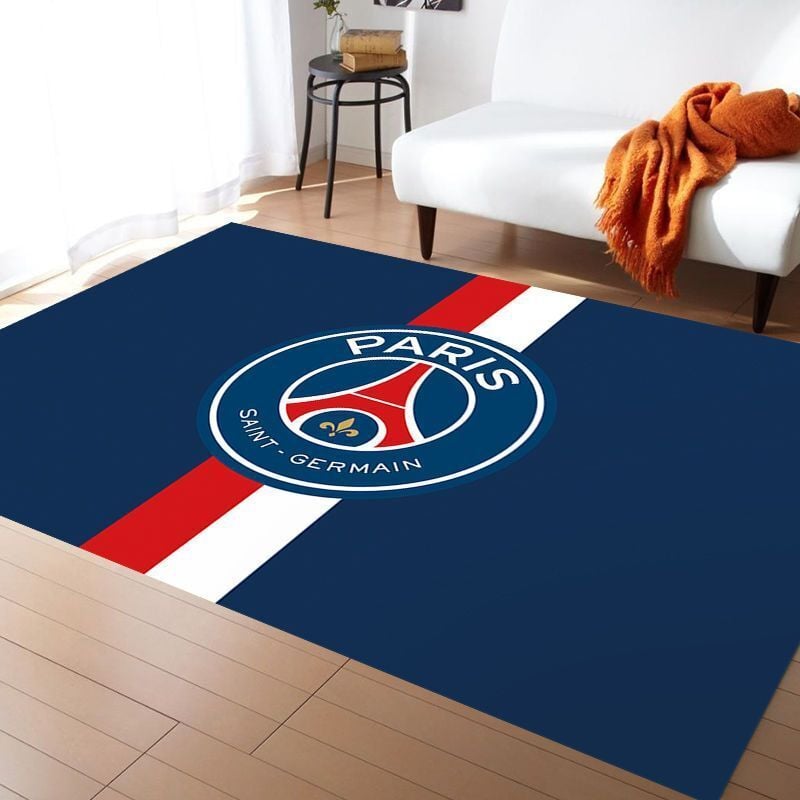 Rutschfeste Bodenmatte mit Fußballteam-Logo, Fußmatte 'Paris Germain', geeignet für Schlafzimmer, Innen- und Außenteppich, 80 x 120 cm
