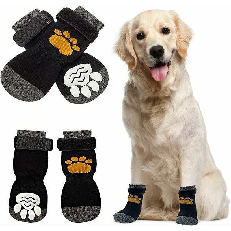 Rutschfeste Hundesocken – 2 Paar – Pfotenschutz – Hundeschuhe mit verstellbaren Riemen – T-Control