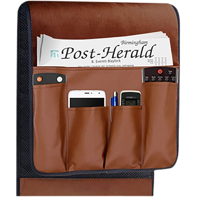 Rutschfester Sofa-Armlehnen-Organizer mit Getränkehalter-Ablage, Fernbedienungshalter für Liegesessel, Aufbewahrungstasche für Handy, Tablet, Bücher,