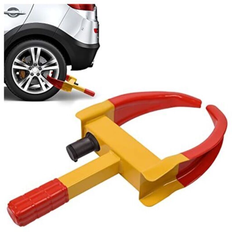 Sabot von Rad Griffe von Stationnement Universelle in/aus Edelstahl mit 9 Trous Réglables und 2 Clés, Antivol von Rad für Voiture, Moto, Camion von