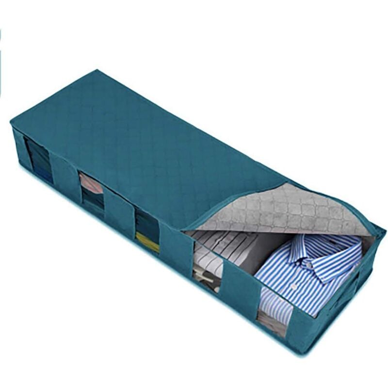 Faltbare Bettdecken-Aufbewahrungstasche, Unterbettbox, 60x30x14 cm, Ideal für Kleidung und Kissen, Blau