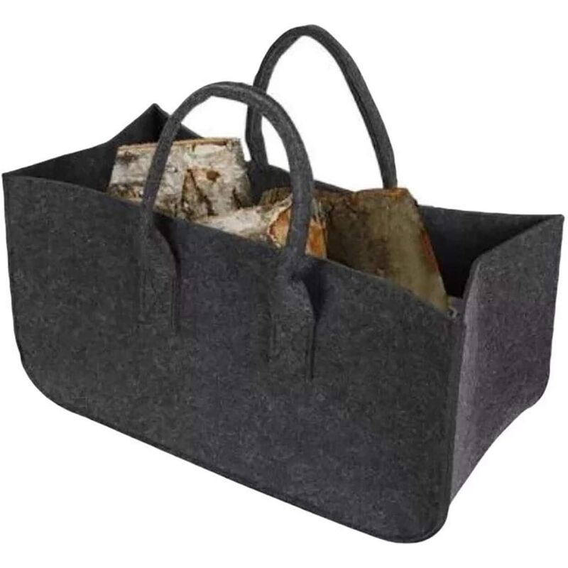 Filztasche Einkaufstasche Faltbare Brennholz Aufbewahrungstaschen mit Griffen 50 25 25cm Schwarz 1 Stück