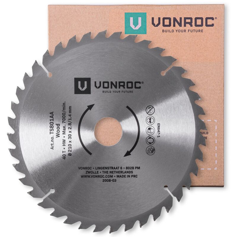 Sägeblatt für Tischkreissäge – 210 x 30 mm – 40T Universal