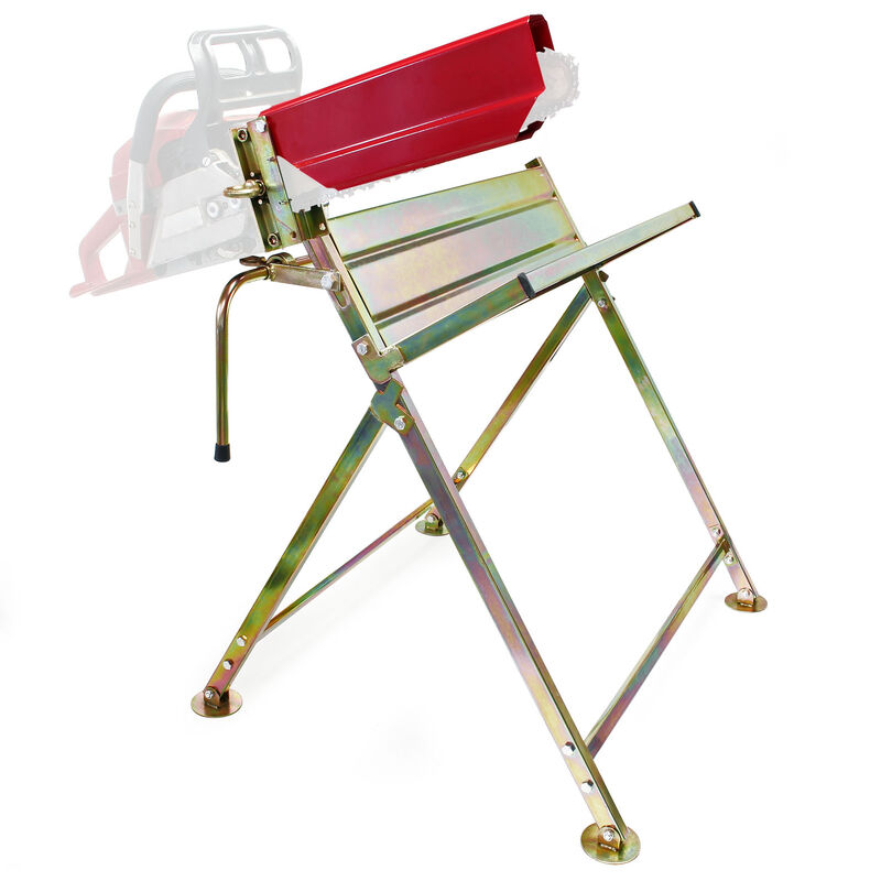 Wiltec - Sägebock verzinkt klappbar, 88x71x96 cm, mit Kettensägenhalter und Zwangsführung, Holzsägebock für Brennholz, bis 120 kg